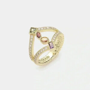Gold Plated Multi CZ Stone Ring